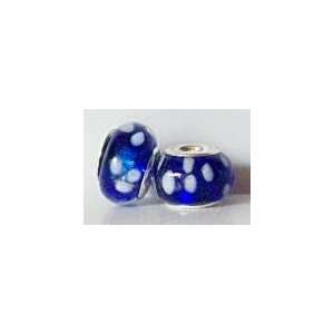   Pandora Style bead Bright blue w/3D white spots Patio, Lawn & Garden
