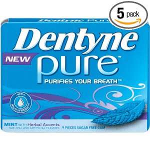 Dentyne Pure Gum, Mint with Herbal Accents, 3 Count Packs (Pack of 5 