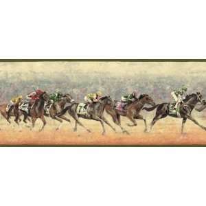  Race Horses Green Wallpaper Border