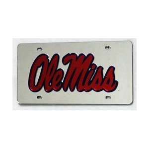    OLE MISS REBELS (SILVER) LASER CUT AUTO TAG