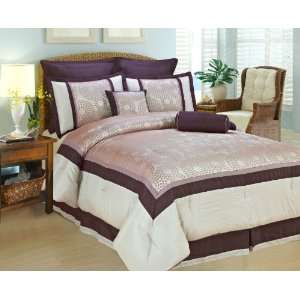 Polka Dot 8 Piece Purple Bed in a Bag Comforter Set/King  