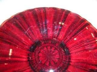 ELEGANT VINTAGE RUBY RED GLASS RUFFLED SERVING DISH  