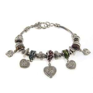 Love & Heart Theme Designer Style European Bead Charm Bracelet in 