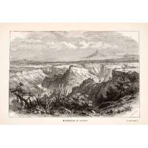  1878 Wood Engraving Mexico Plateau Altiplano Barrancas 