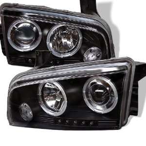 Dodge Charger 05 06 07 08 Projector Halo Headlights with LED   Black 