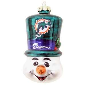  Miami Dolphins NFL Top Hat Snowman Glass Ornament Sports 