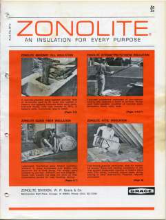 1967 W R GRACE Co Zonolite Catalog Vermiculite Asbestos  