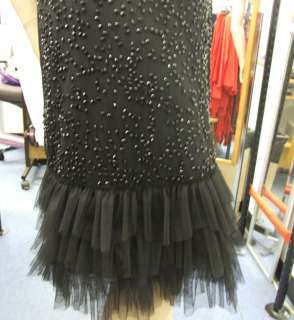 Joseph Ribkoff 8 BNWT Black Frill/Beads Eve Dress US 6  