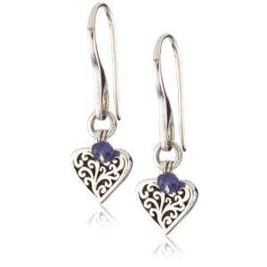   by Lois Hill Sapphire and Ruby Heart Fishhook Earrings Jewelry