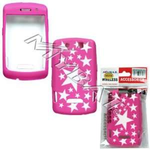 Blackberry 9500, 9530 (Storm) Laser Cut White Stars (Hot Pink) Skin 