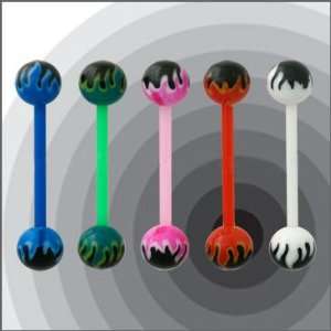 Piece Multi Pack Flexible Shaft Acrylic Barbells with Flame Designs 