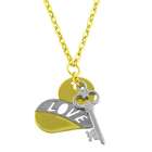  14k Two tone Gold Heart and Key Charm Necklace