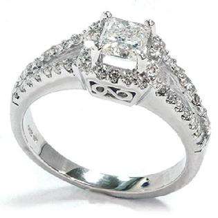 Pompeii3 Inc. 1.01CT SI Princess Cut Halo Diamond Engagement Ring 14K