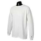 Champion Mens Long Sleeve Tagless T Shirt, WHITE, Large