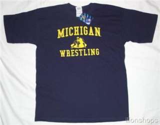 Michigan Wolverines Wrestling T Shirt Navy Tee NEW  