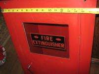 Old Vintage Allenco Fire Extinguisher Cabinet Wall Safe w Glass 
