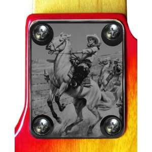  Horseback Chrome Engraved Neck Plate Musical Instruments