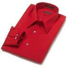 Arrow Mens Wrinkle Free Poplin Solid Long Sleeve, Red, 17   34/35