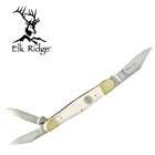 Folders 3 Bladed Elk Ridge Stockman Knife   White Pearl Handle