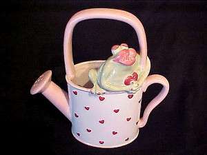 GANZ Art Pottery GIRL FROG LIPS Figurine WATERING CAN  