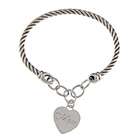   Sunstone Sterling Silver Oxidized Mom Heart Charm Bangle Bracelet