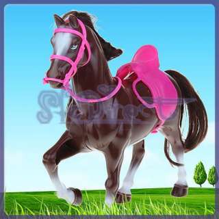 Princess Horse for Barbie/Ken Doll Brown w/ Pink Saddle  