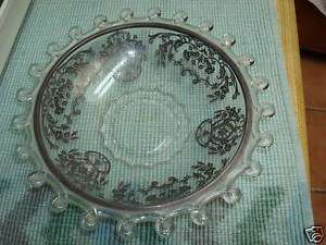 VINTAGE GLASS BOWL WITH SILVER DESIGN VICTORIAN Nice  