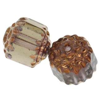 Czech Cathedral Glass Beads 8mm Antique Gray/Gold Ends  