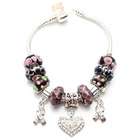   Pink Ribbon Photo Heart European Beads Fits Pandora Charm Bracelet