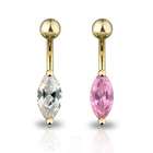 wickedbodyjewelz gold plated belly ring with 5x10mm pink marquise cut