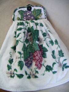 Kitchen Towel Grapes & Vines Buttons over Handle  