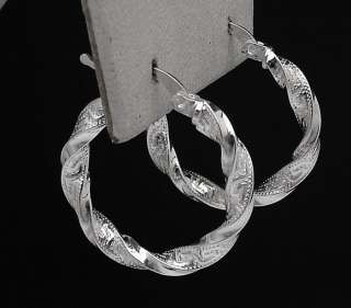 Twisted Greek Key Hoop Earrings 925 Sterling Silver 1  