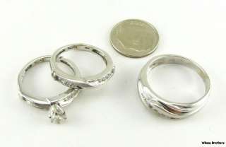 DIAMOND Engagement RING & Wedding Bands SET   14k Gold  