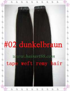 Remy Tape Hair Extension #02 Dark Brown 20long 51cm