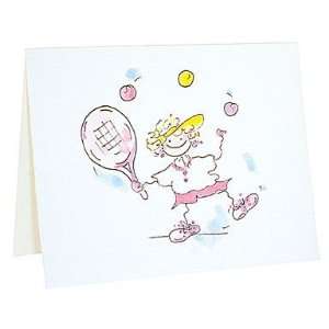 Note Cards   Pretty in Pink Tennis Player Design   8 Cards 