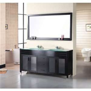 Design Element Waterfall 72 Inch Espresso Double Sink Bathroom Vanity 