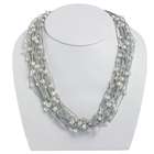 Body Candy Silver Threaded Cord Multi Strand Freshwater Pearl Necklace 