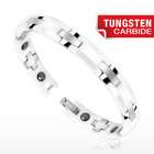 Bracelets   Tungsten Tungsten Carbide Faceted White Ceramic Duo Tone 