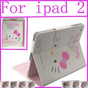 Hello Kitty leather case stand for apple iPad2 peach  