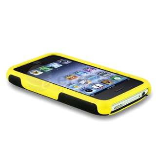 Yellow/Black 3 PIECE HYBRID RUBBER HARD CASE COVER FOR APPLE IPHONE 3G 