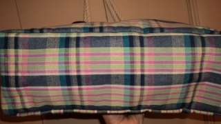 NWT Large Tommy Hilfiger Logos Canvas Beach Tote, Plaid, Rope Handles 