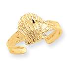 goldia 14k Yellow Gold Diamond cut Scallop Shell Toe Ring