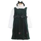 Consolidated Clothiers Little Bitty Girls Green Velour Christmas 