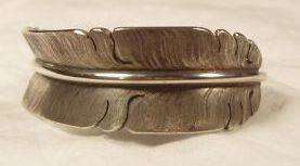   Silver Feather Cuff Bracelet Michael Kirk Navajo Native American