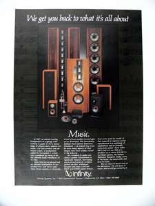 Infinity A32 to Reference Standard Speakers 1985 Ad  