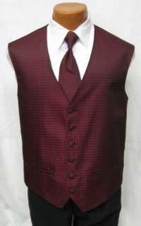 Dark Red Tuxedo Fullback Vest w 2 Ties Choose Your Size  
