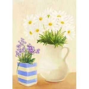  White Vases And Blue Daisies 1    Print
