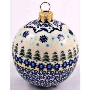  Polish Pottery Large Christmas Tree Ornament 3 diameter 