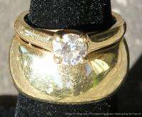 Vintage 14k Gold .74ct Diamond Engagement Wedding Ring Set  