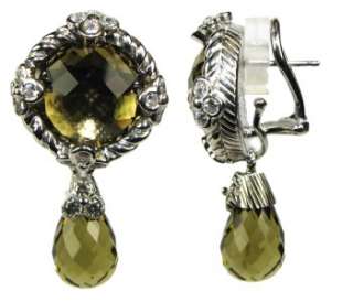 Judith Ripka Sterling 25.00 ct tw Olive Briolite Quartz Earrings 